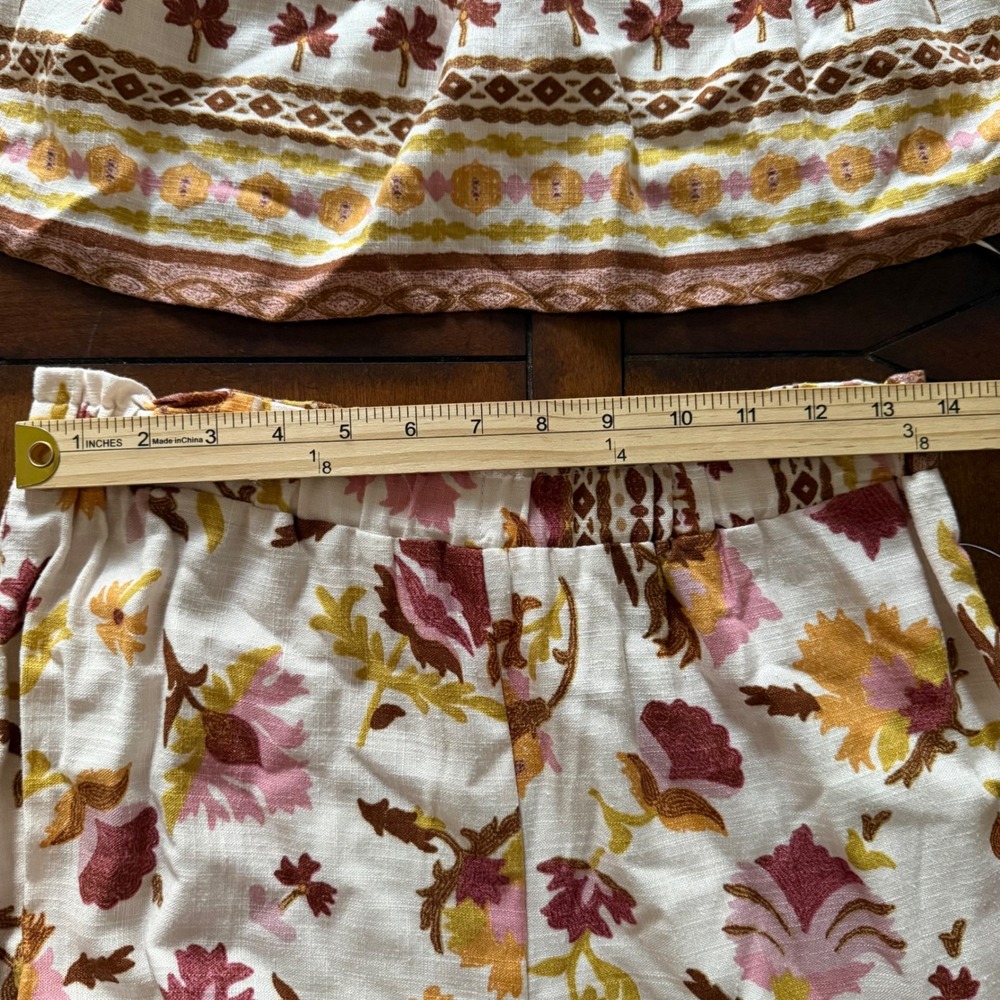 Good Luck Gem 2 Piece Set Floral Print Tank Wide Leg Pants Women's M Linen Blend - Picture 9 of 10